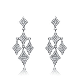 sterling silver cubic zirconia chandelier dangling earrings
