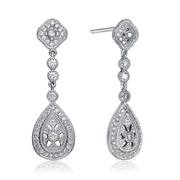 sterling silver cubic zirconia pear dangle earrings