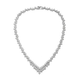 sterling silver clear marquise cubic zirconia cluster necklace