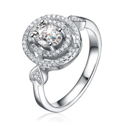 sterling silver cubic zirconia double halo ring