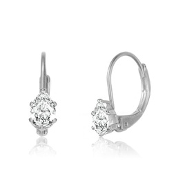 ga sterling silver clear oval cubic zirconia leverback earrings