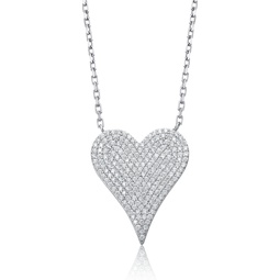 14k gold plated sterling silver with pave diamond cubic zirconia heart layering necklace