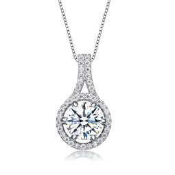 sterling silver cubic zirconia drop pendant necklace