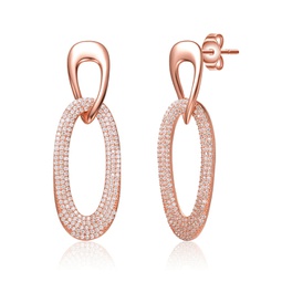 18k rose gold plated with diamond cubic zirconia raindrop dangle earrings in sterling silver