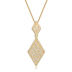 c.z. sterling silver gold plated diamond shape drop pendant