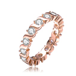 sterling silver with rose gold plated clear cubic zirconia band ring