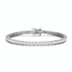 sterling silver with white gold plated clear cubic zirconia tennis bracelet