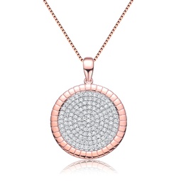 rose gold plated clear cubic zirconia round shaped pendant necklace