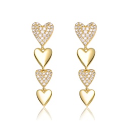 gv sterling silver 14k yellow gold plated with cubic zirconia double stampato heart dangle earrings