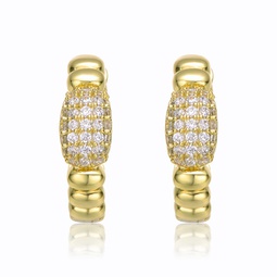 gv sterling silver 14k yellow gold plated with cubic zirconia scalloped huggie hoop earrings