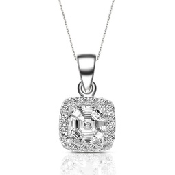 gv cubic zirconia sterling silver rhodium plated assher cut drop pendant