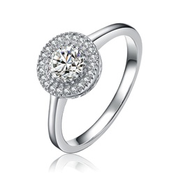 sterling silver cubic zirconia round halo ring
