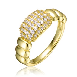gv sterling silver 14k yellow gold plated with cubic zirconia pave scalloped ring