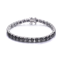sterling silver with fancy black diamond cubic zirconia classic tennis bracelet in white gold plating