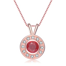 white and red cubic zirconia rose gold plated sterling silver pendant