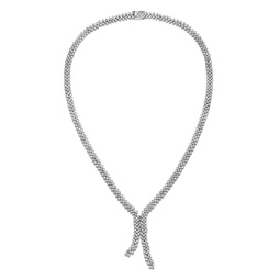 sterling silver cubic zirconia three-row cluster necklace
