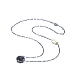 sterling silver black plated black cubic zirconia charm necklace
