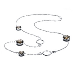 sterling silver brown cubic zirconia station necklace