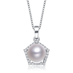 sterling silver cubic zirconia pearl necklace