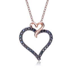 black-plated sterling silver cubic zirconia double heart necklace