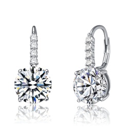 sterling silver white gold plating with clear cubic zirconia hinge back earrings