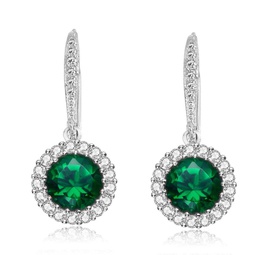 sterling silver with colored cubic zirconia drop euro earrings