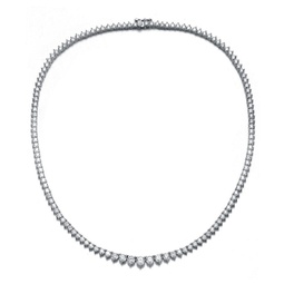 sterling silver white gold plating with clear cubic zirconia graduated tennis chain necklace