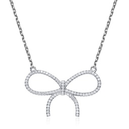 sterling silver with colored cubic zirconia ribbon necklace