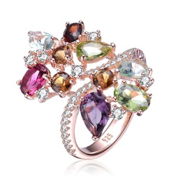 sterling silver 18k rose gold plated with multicolored cubic zirconia swirl setting ring