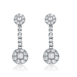 sterling silver cubic zirconia halo drop earrings