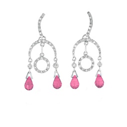 sterling silver pink cubic zirconia drop earrings