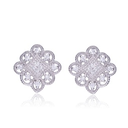 sterling silver cubic zirconia floral stud earrings