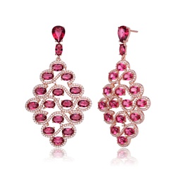 ga rose gold plated red cubic zirconia drop earrings