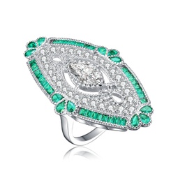 sterling silver emerald cubic zirconia coctail ring