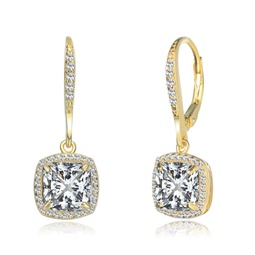 sterling silver with clear round and radiant cubic zirconia drop earrings