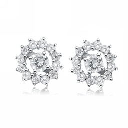 sterling silver clear or gold plated cubic zirconia wreath earrings