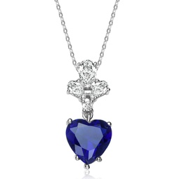 sterling silver blue cubic zirconia heart pendant necklace