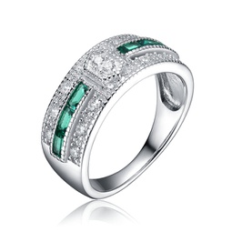 sterling silver emerald cubic zirconia pave cocktail ring