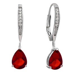 sterling silver white gold plated with colored cubic zirconia pear-shaped dangling earrings