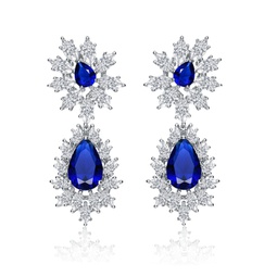 sterling silver rhodium plated sapphire cubic zirconia drop butterfly earrings