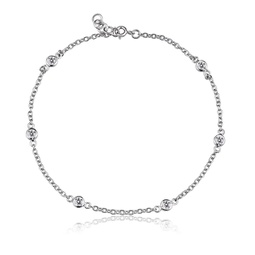 ga sterling silver cubic zirconia diamond by the yard anklet