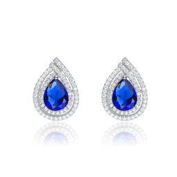 sterling silver white gold plated with colored cubic zirconia pear shape earrings