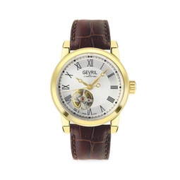 Madison Swiss Automatic Stainless Steel & Leather Strap Watch