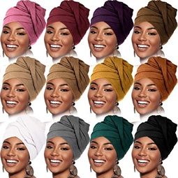 Geyoga 12 Pieces Head Wraps for Women Turbans Nurses Head Wrap Headband Scarf Soft Head Wraps for Black Women Hijab