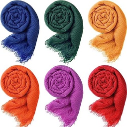 Geyoga 6 Pcs Women Scarf Shawl Hijab Scarfs Cotton Blend Crinkle Scarf Wrap Head Scarf for Seasons