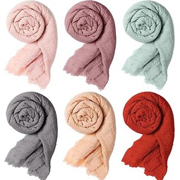 Geyoga 6 Pcs Women Scarf Shawl Hijab Scarfs Cotton Blend Crinkle Scarf Wrap Head Scarf for Seasons