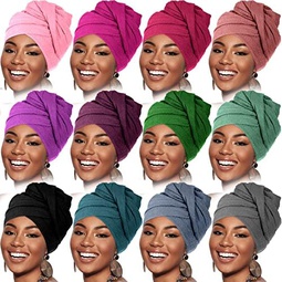 Geyoga 12 Pieces Head Wraps for Women Turbans Nurses Head Wrap Headband Scarf Soft Head Wraps for Black Women Hijab