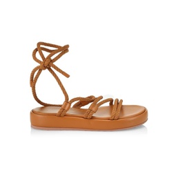 Leather Rope Ankle-Tie Sandals