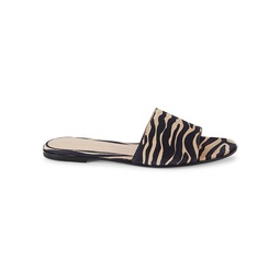 Tiger Print Suede Flat Sandals
