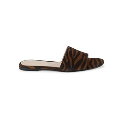 Tiger Print Suede Flat Sandals